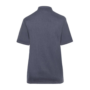 KARLOWSKY | Damska bluza kucharska z krótkim rękawem Styl dżinsowy - Czarny w stylu Vintage - Rozmiar: 34 - Prime Gastro