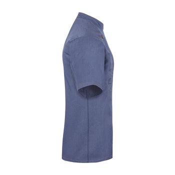 KARLOWSKY | Damska bluza kucharska z krótkim rękawem Styl dżinsowy - Niebieski w stylu Vintage - Rozmiar: 38 - Prime Gastro