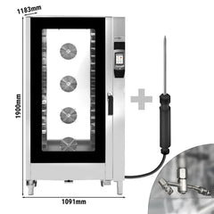 Piec konwekcyjno-parowy - Touch - 40x GN 1/1 lub 20x GN 2/1 - włącznie z systemem mycia & czujnikiem temperatury - włącznie z wózkiem na tace