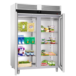 Chłodziarka ze stali nierdzewnej PREMIUM - GN 2/1 - 1400 litrów - z 2 szklanymi drzwiami