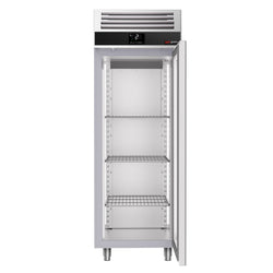 Szafa chłodnicza ze stali nierdzewnej PREMIUM - 700L - 700x810mm - 1 drzwi, przeszklona - chłodzenie wentylowane; samozamykające drzwi