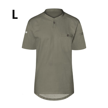 (6 sztuk) KARLOWSKY | Męska koszulka gastronomiczna robocza z krótkim rękawem Performance - szałwiowa - Rozmiar: L - Prime Gastro