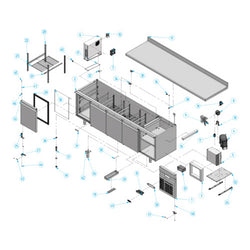 Stół mroźniczy PREMIUM PLUS - 2452x700 mm - z 4 drzwiami & z panelem tylnym