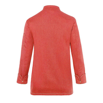 (6 sztuk) KARLOWSKY | Damska bluza kucharska Styl dżinsowy - Czerwony w stylu Vintage - Rozmiar: 34 - Prime Gastro