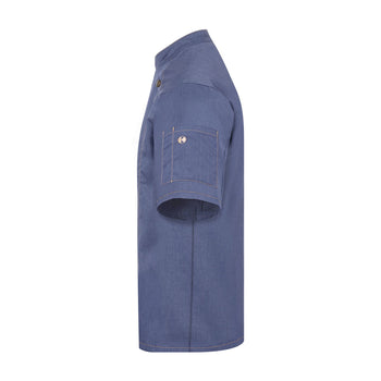 KARLOWSKY | Dżinsowa Bluza kucharska z krótkim rękawem - w stylu Vintage Niebieski - Rozmiar: 68 - Prime Gastro