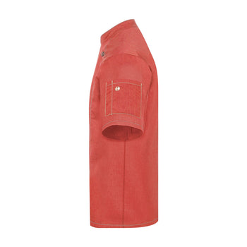 KARLOWSKY | Dżinsowa Bluza kucharska z krótkim rękawem - w stylu Vintage czerwony - Rozmiar: 48 - Prime Gastro