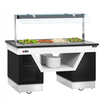 Lada bufetowa chłodnicza BELFAST - 1600 mm - z tacą chłodniczą & kółkami - dla 4x GN 1/1 - Prime Gastro