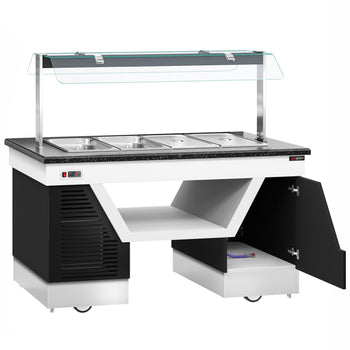 Lada bufetowa chłodnicza BELFAST - 1600 mm - z tacą chłodniczą & kółkami - dla 4x GN 1/1 - Prime Gastro