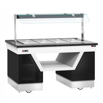 Lada bufetowa chłodnicza BELFAST - 1600 mm - z tacą chłodniczą & kółkami - dla 4x GN 1/1 - Prime Gastro