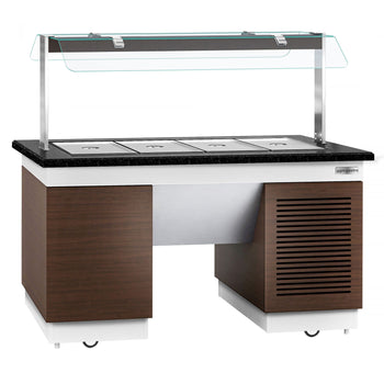 Lada bufetowa chłodnicza DUBLIN - 1600 mm - z wanną chłodniczą & kółkami - dla 4x GN 1/1 - Prime Gastro