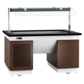 Lada bufetowa chłodnicza DUBLIN - 1600 mm - z wanną chłodniczą & kółkami - dla 4x GN 1/1 - Prime Gastro