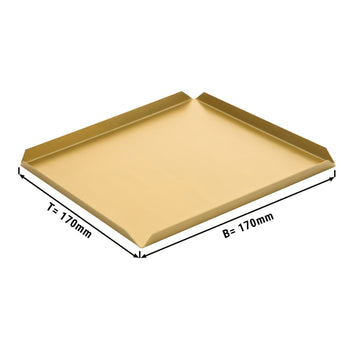 (5 szt.) Aluminiowa taca cukiernicza & prezentacyjna - 170x170x10mm - szampańska - Prime Gastro