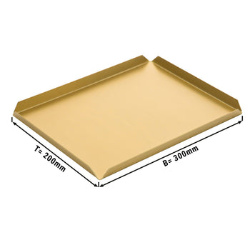 (5 szt.) Aluminiowa taca cukiernicza & prezentacyjna - 300x200x10mm - szampańska - Prime Gastro
