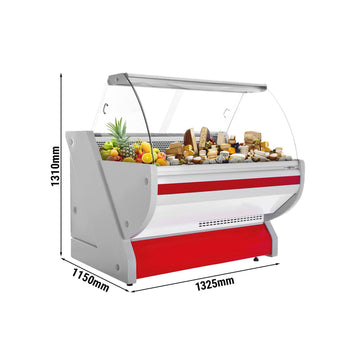 Lada chłodnicza - 1300 mm - z oświetleniem - panel przedni w kolorze czerwonym - Prime Gastro