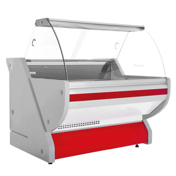 Lada chłodnicza - 1300 mm - z oświetleniem - panel przedni w kolorze czerwonym - Prime Gastro