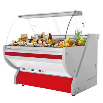 Lada chłodnicza - 1300 mm - z oświetleniem - panel przedni w kolorze czerwonym - Prime Gastro