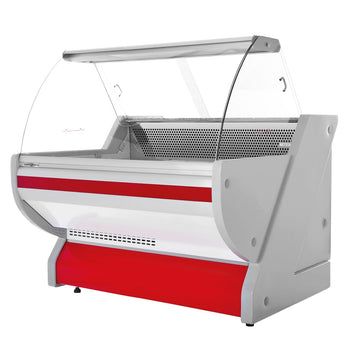 Lada chłodnicza - 1300 mm - z oświetleniem - panel przedni w kolorze czerwonym - Prime Gastro