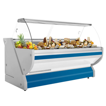 Lada chłodnicza - 2500 mm - z podświetleniem - panel przedni w kolorze niebieskim - Prime Gastro