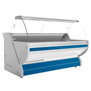 Lada chłodnicza - 2500 mm - z podświetleniem - panel przedni w kolorze niebieskim - Prime Gastro