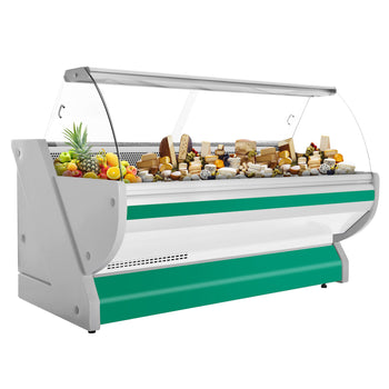 Lada chłodnicza - 2500 mm - z podświetleniem - panel przedni w kolorze zielonym - Prime Gastro