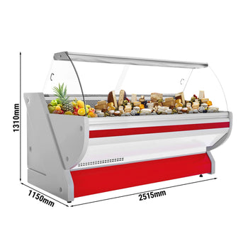 Lada chłodnicza - 2500 mm - z oświetleniem - panel przedni w kolorze czerwonym - Prime Gastro