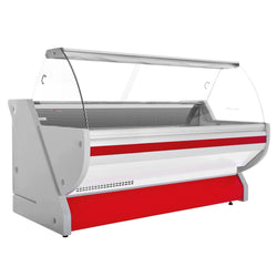 Lada chłodnicza - 2500 mm - z oświetleniem - panel przedni w kolorze czerwonym