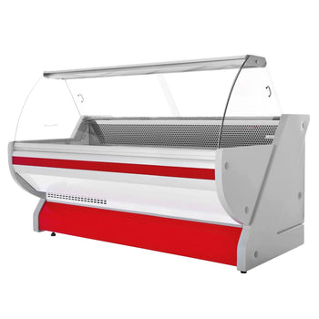 Lada chłodnicza - 2500 mm - z oświetleniem - panel przedni w kolorze czerwonym - Prime Gastro