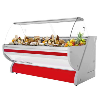 Lada chłodnicza - 2500 mm - z oświetleniem - panel przedni w kolorze czerwonym - Prime Gastro