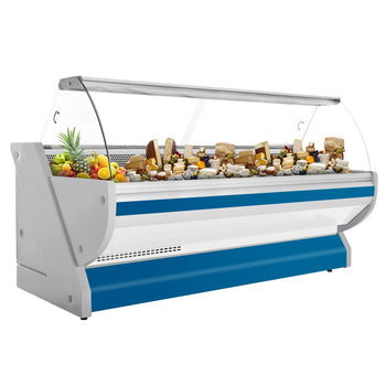 Lada chłodnicza - 3000 mm - z podświetleniem - panel przedni w kolorze niebieskim - Prime Gastro