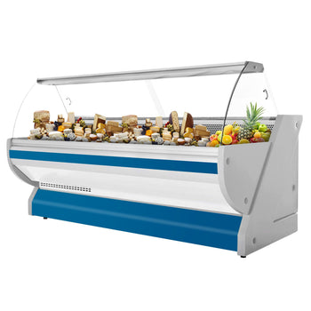 Lada chłodnicza - 3000 mm - z podświetleniem - panel przedni w kolorze niebieskim - Prime Gastro