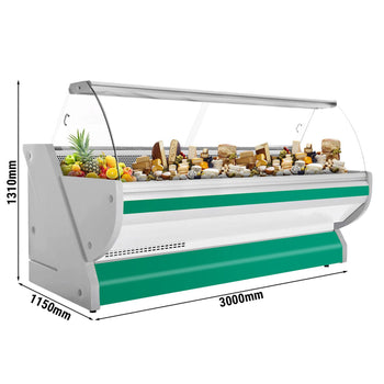 Lada chłodnicza - 3000 mm - z podświetleniem - panel przedni w kolorze zielonym - Prime Gastro