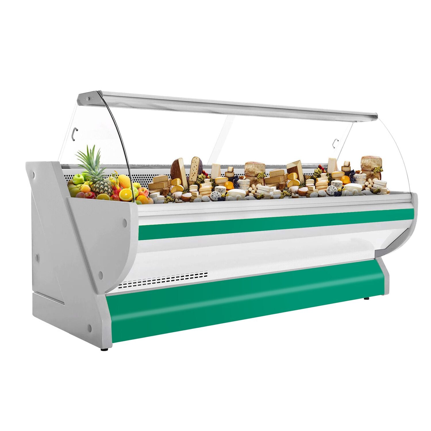 Refrigerated counter - 3000 mm - with backlight - green front panel