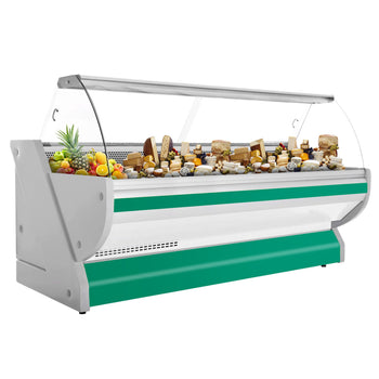 Lada chłodnicza - 3000 mm - z podświetleniem - panel przedni w kolorze zielonym - Prime Gastro