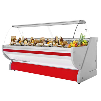 Lada chłodnicza - 3000 mm - z oświetleniem - panel przedni w kolorze czerwonym - Prime Gastro