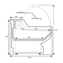 Lada chłodnicza - 1700 mm - z oświetleniem - panel przedni w kolorze białym