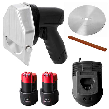 Akumulatorowa krajalnica do kebaba - wydajność: 60 kg/dzień - włącznie z 2 akumulatorami, nożem do cięcia i kamieniem do ostrzenia - Prime Gastro