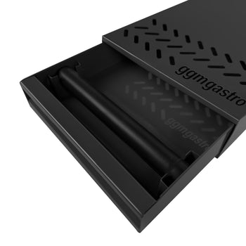 Szuflada na fusy z kawy - pojedyncza - 380 x 250 x 800 mm - z kołatką - czarna - Prime Gastro