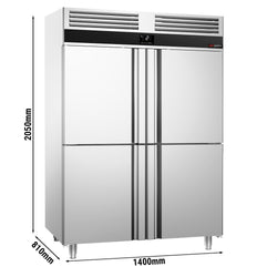 Chłodziarka ze stali nierdzewnej PREMIUM - GN 2/1 - 1400 litrów - z 4 półdrzwiami