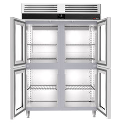 Chłodziarka ze stali nierdzewnej PREMIUM - GN 2/1 - 1400 litrów - z 4 szklanymi półdrzwiami