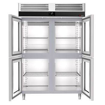 Chłodziarka ze stali nierdzewnej PREMIUM - GN 2/1 - 1400 litrów - z 4 szklanymi półdrzwiami - Prime Gastro