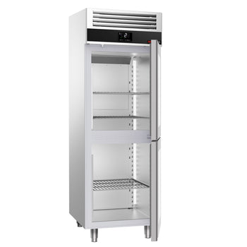 Chłodziarka ze stali nierdzewnej PREMIUM - GN 2/1 - 700 litrów - z 2 szklanymi półdrzwiami - Prime Gastro