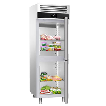 Chłodziarka ze stali nierdzewnej PREMIUM - GN 2/1 - 700 litrów - z 2 szklanymi półdrzwiami - Prime Gastro