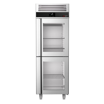 Chłodziarka ze stali nierdzewnej PREMIUM - GN 2/1 - 700 litrów - z 2 szklanymi półdrzwiami - Prime Gastro