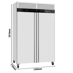 Chłodziarka ze stali nierdzewnej ECO - 1200 litrów - z 2 drzwiami ze stali nierdzewnej - wnętrze drzwi wykonane z tworzywa sztucznego