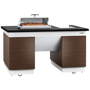 Stacja do gotowania / stół przygotowawczy DUBLIN - 1600 mm - blat roboczy kuchenny z czarnego granitu - Prime Gastro