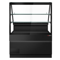 Lada chłodnicza TORONTO - 1300 mm - 2 półki - czarny panel przedni - blat roboczy kuchenny z czarnego granitu
