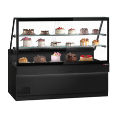 TORONTO refrigerated counter - 2000 mm - 2 shelves - black front panel - black granite kitchen worktop