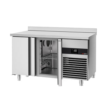 Stół chłodniczy PREMIUM - 1400x600 mm - z 2 drzwiami & panelem tylnym - Prime Gastro