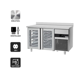 Stół chłodniczy PREMIUM - 1400x700 mm - z 2 szklanymi drzwiami & panelem tylnym