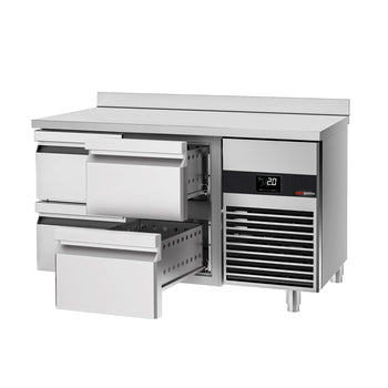 Stół Chłodniczy PREMIUM - 1400x700 mm - z 4 szufladami & panelem tylnym - Prime Gastro